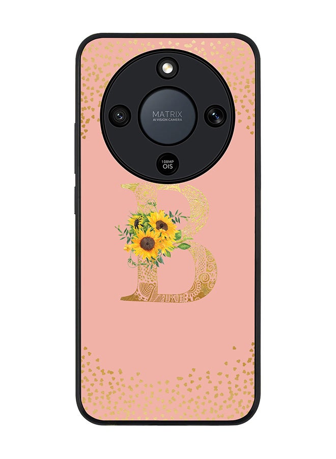 For Honor X9d / Magic8 Lite / X70 Case,Slim fit Camera Protection, Shockproof Thin Phone cover  - Custom Floral Monogram - B  (Rose Pink )